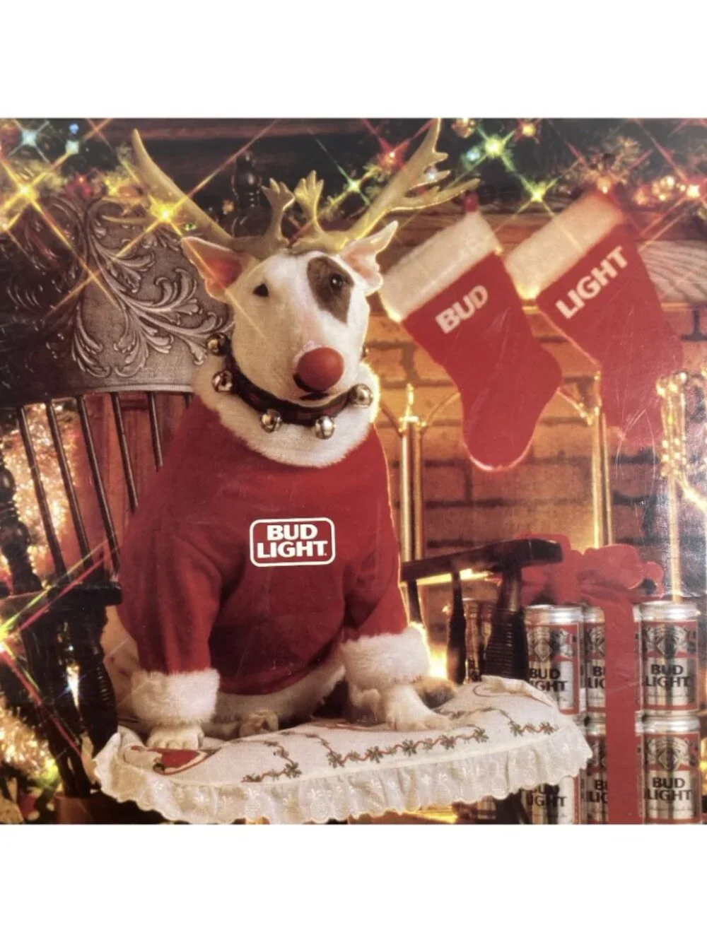 Vintage Spuds MacKenzie 1987 Bud Light Christmas Holiday Jigsaw Puzzle 550 Piece